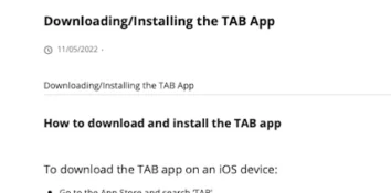 Article «Downloading-Installing the TAB App».