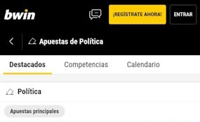 Bwin app: apuestas de política