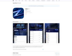 App store Zbet page