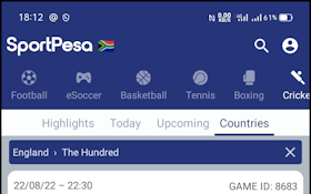 List of cricket matches in the Sportpesa app