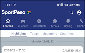 Main Sportpesa app screen