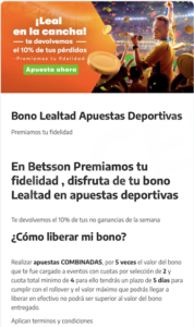 Betsson: Bono Lealtad Apuestas Deportivas
