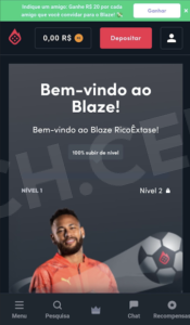 A página inicial do Blaze aplicativo.