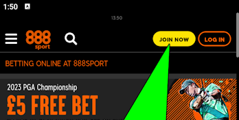Sign up button in the 888sport betting app
