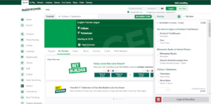 Bet Builder at Paddy Power of 3 events and 6 selections
