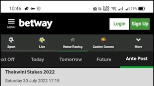Ante Post betting in the Betway app