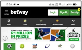 Sports section in the Betway App