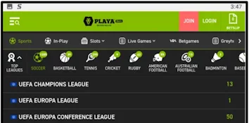 Top Leagues in the Playabets App