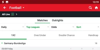 Football betting at Sportybet