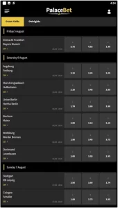List of soccer events in the PalaceBet app