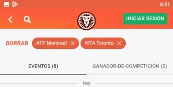 LeoVegas app, oferta de apuestas para ATP и WTA Montreal