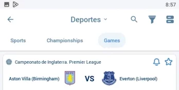 1xBet app, oferta de partidos de la Premier League inglesa