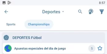 1xBet app, selección de países y campeonatos de fútbol