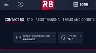 Rabona customer support service in sportsbook app