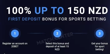 20Bet. 100% up to 150 NZD