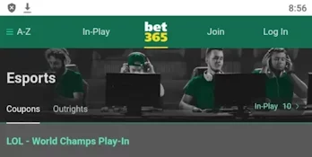 Bet365 site, Esports section