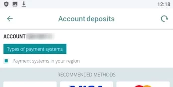 Deposit methods page