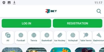Navigation button in the 22Bet app