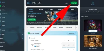 Registration button on the BetVictor website