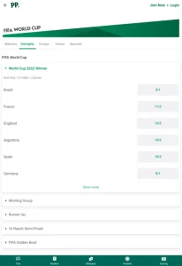 Paddy Power, FIFA World Cup section