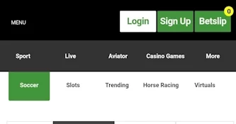 Betway mobile app starting page