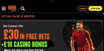 888Sport Betting App: Main screen