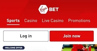 Virgin Bet App: Main screen