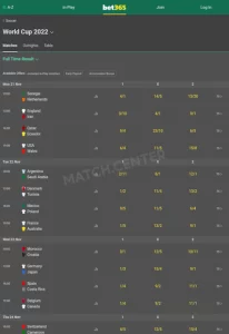 Bet365, World Cup line