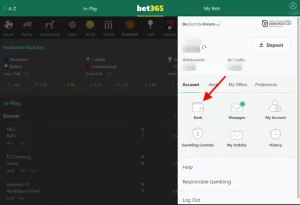 Bet365 cashier section