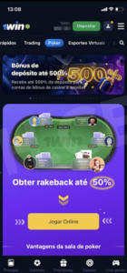 Poker online no app da 1Win