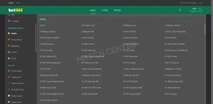 List of tennis tournaments at Bet365