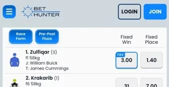Bet Hunter (small online Australian bookmakers) horse racing odds 