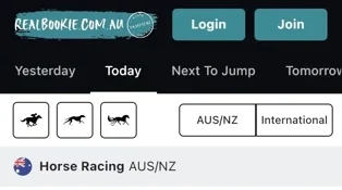 Horse Racing section at Real Bookie mobile app