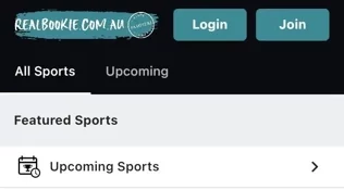 Sports section at Real Bookie mobile app